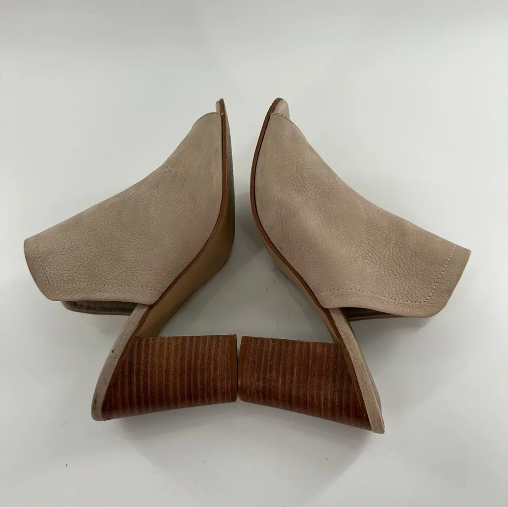 Sbicch womens ankle booties size 9 beige nubuck leather slip on mules